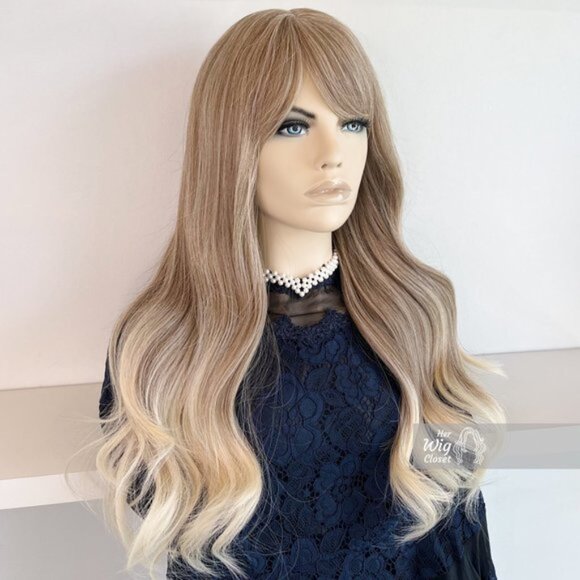 Ash Blonde Wavy Wig With Bangs | April - Picture 8 of 12